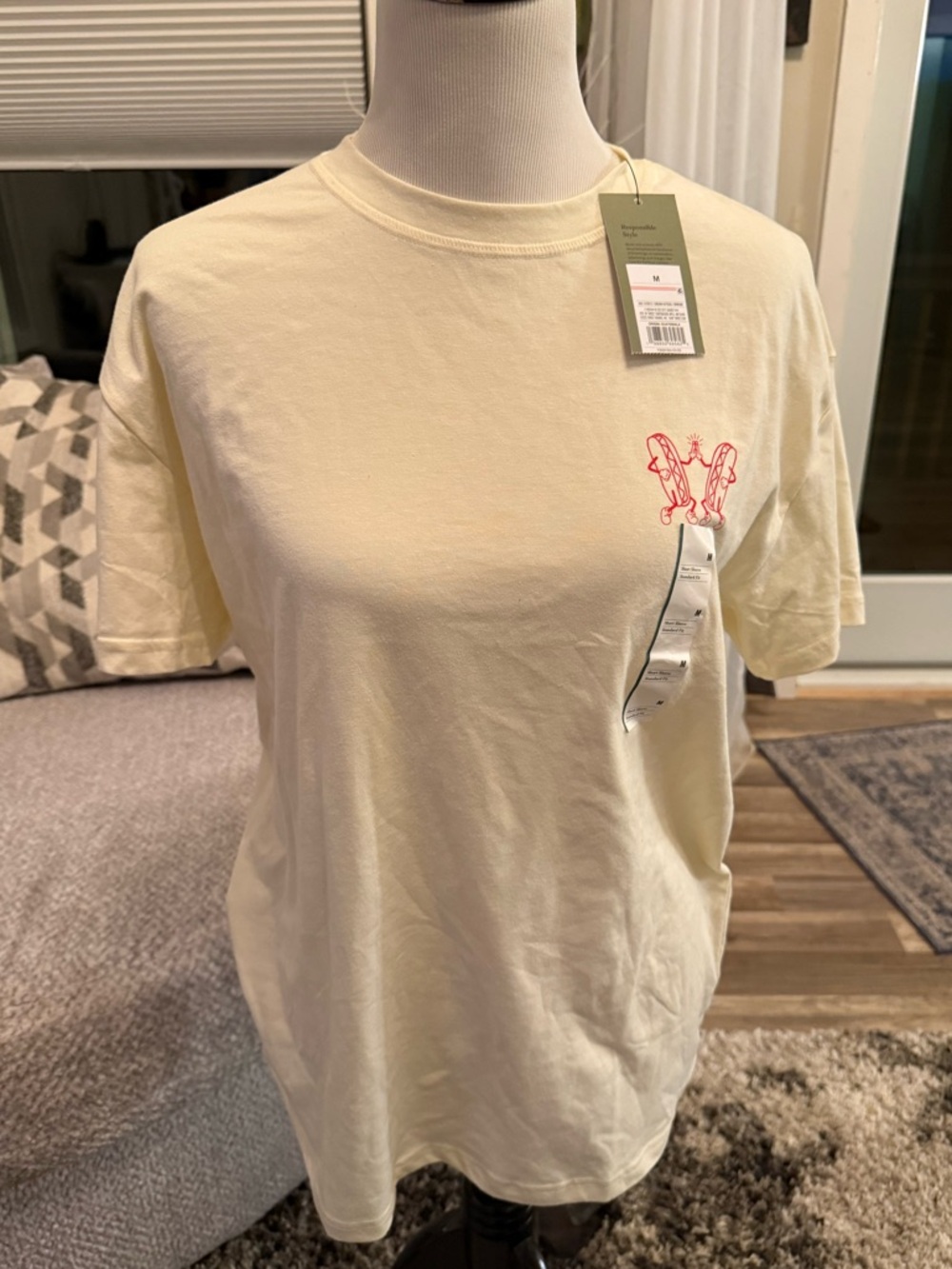 Responsible Style Graphic Tee with Small Red Chest Print Size Medium